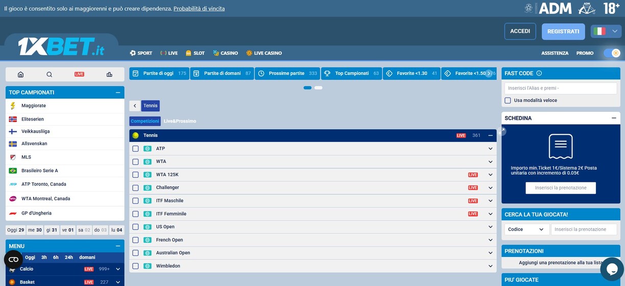 1xbet Tennis ITalia