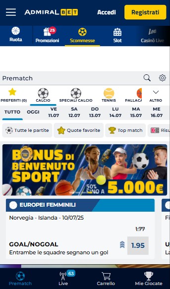 Admiralbet Homepage Italia Sports