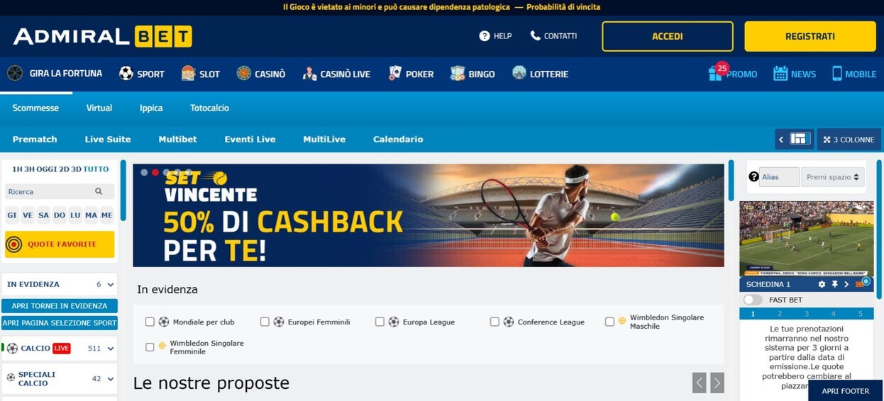 Admiralbet Sport Homepage