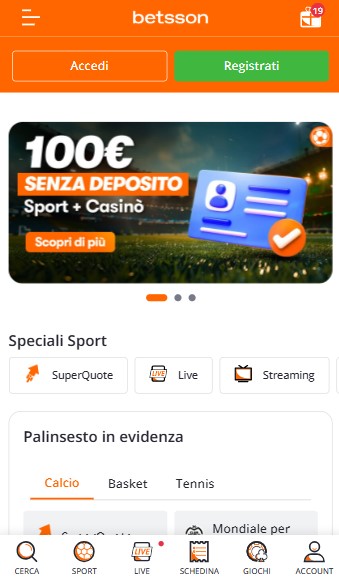 App Betsson Homepage