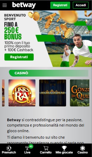 App Betway Homepage