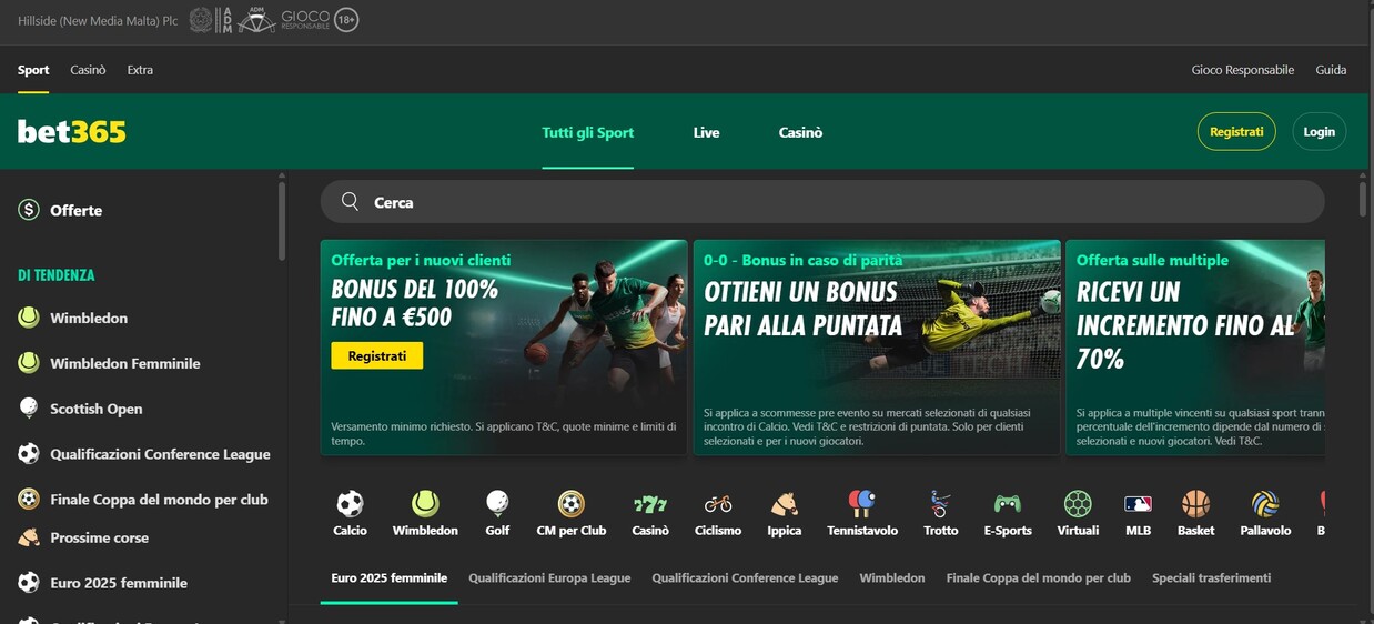 Bet365 Homepage Italia sports