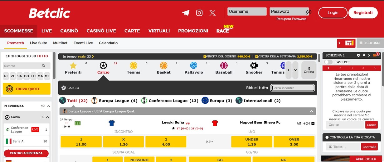 Betclic it Homepage Sport