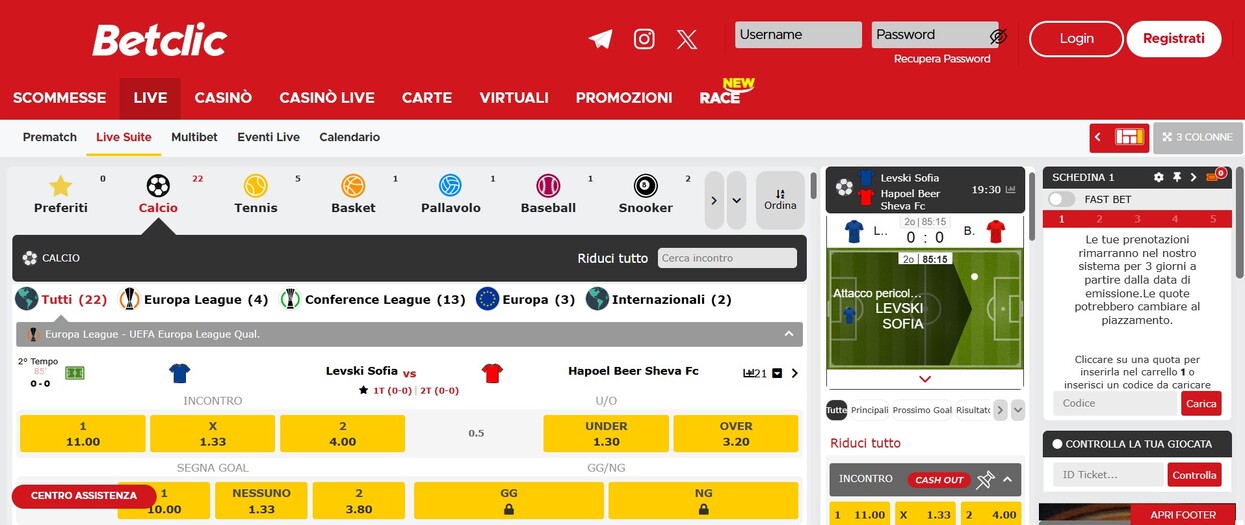Betclic Livebetting Italia