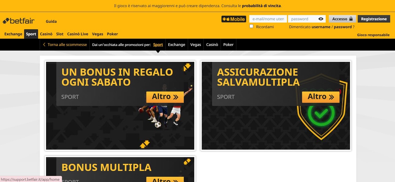 Betfair Promozioni Italia