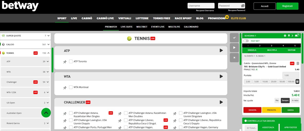 Betway Tennis It
