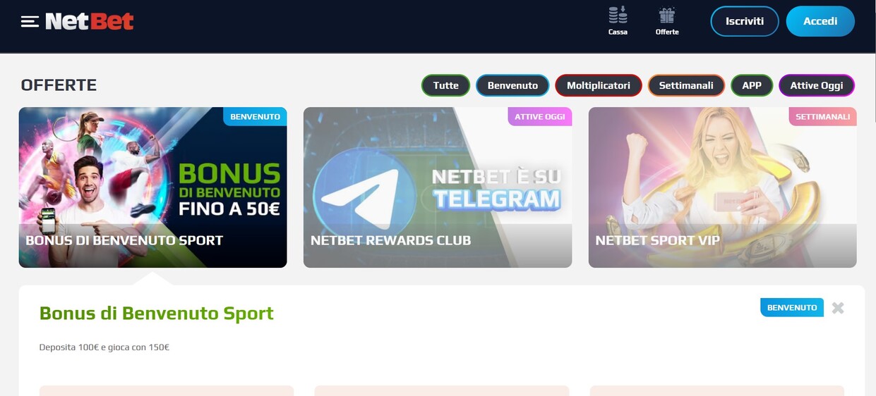 Bonus Netbet Italia