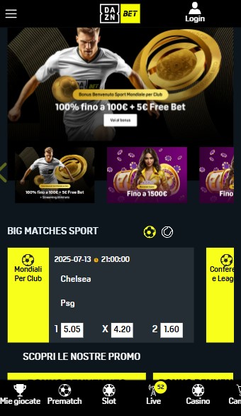DAZN Bet App Homepage