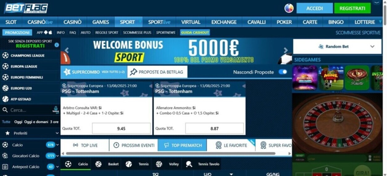 Homepage Betflag Sports Italia p
