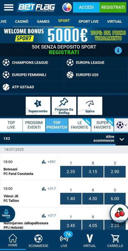 Homepage Betflag Sports ITalia