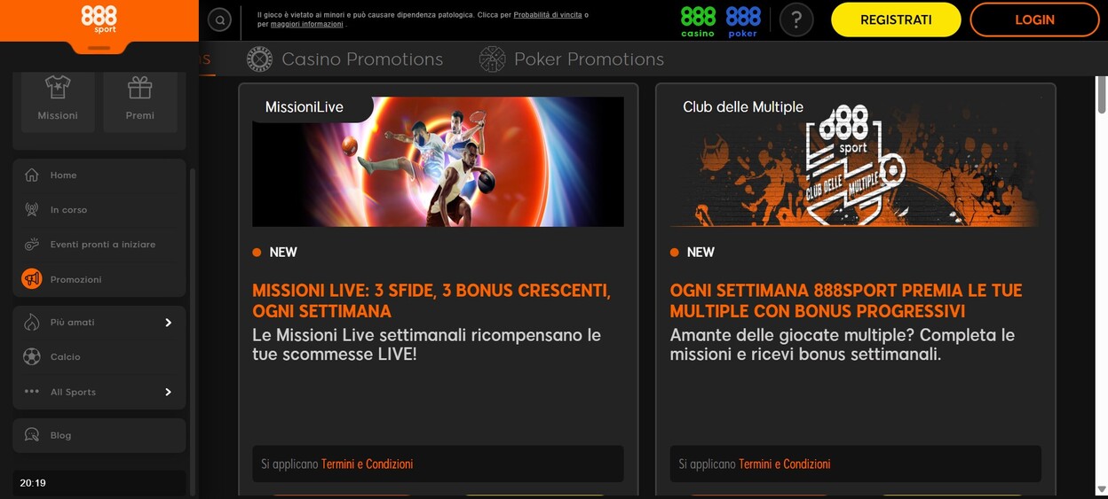 Promozioni 888sport Italia