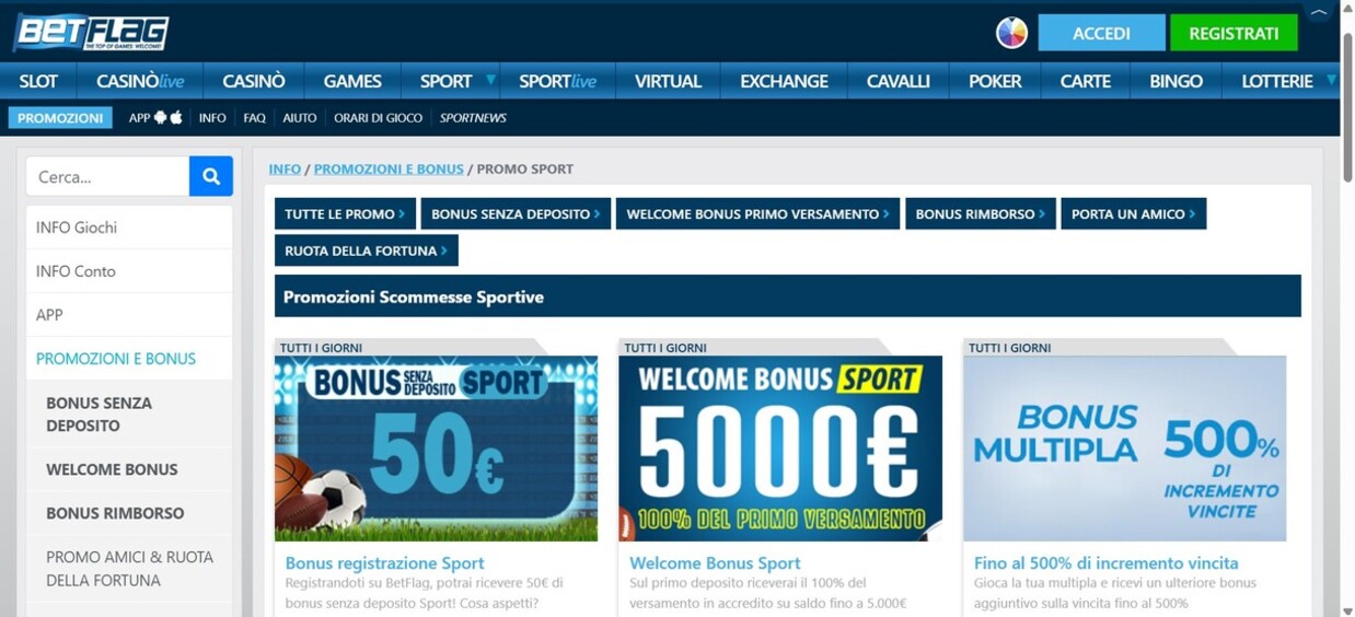 Promozioni Betflag Italia Sports