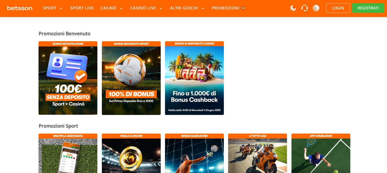 Promozioni Betsson Italia pc