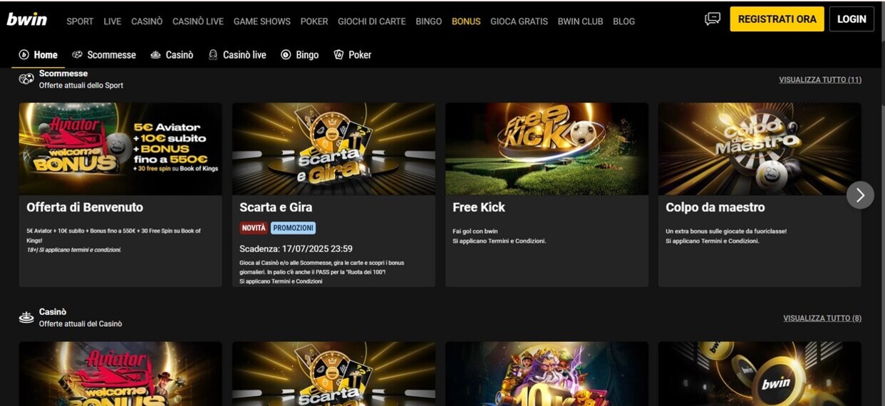 Promozioni Bwin Sports ITalia