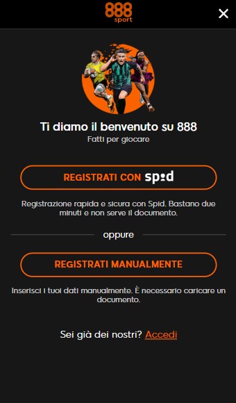 Registrazione 888sport it