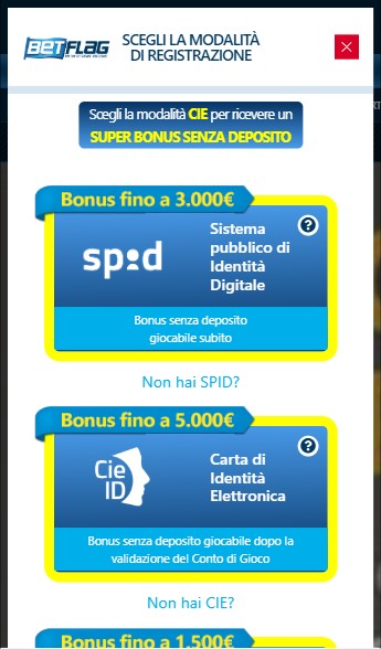 Registrazione Betflag Italia