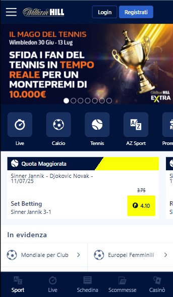 William Hill App Homepage