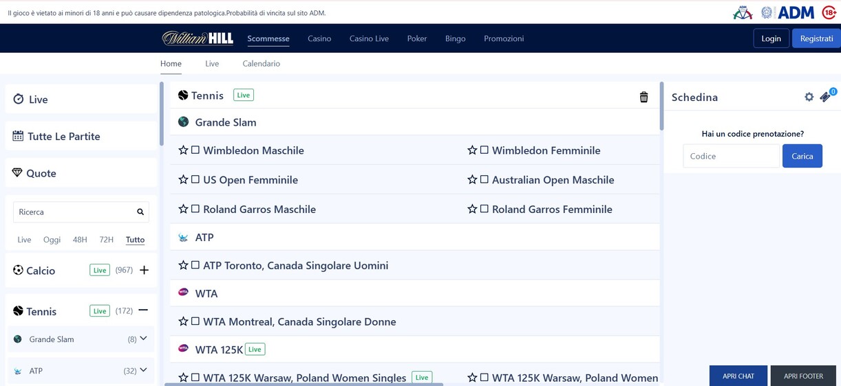 William Hill Tennis ITalia