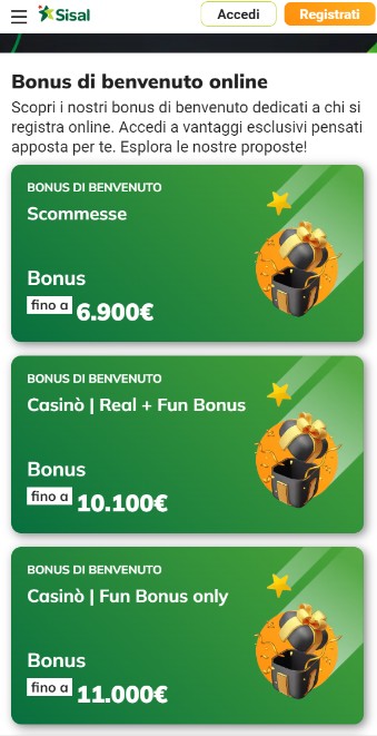 Sisal Scommesse Sportive Italia Bonus e promozioni mobile
