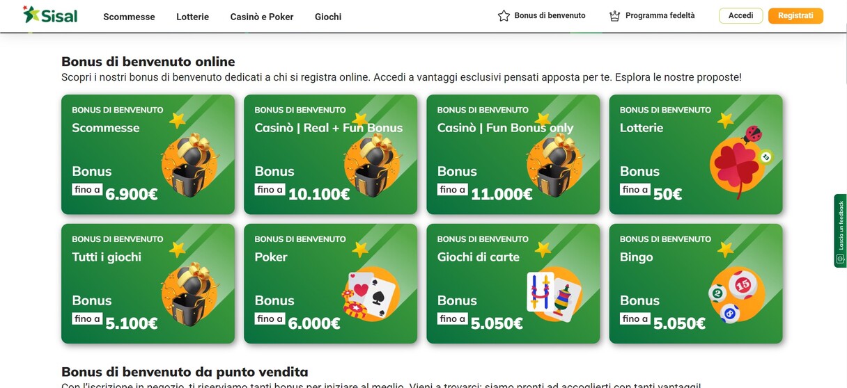 Sisal Scommesse Sportive Italia Bonus e promozioni pc