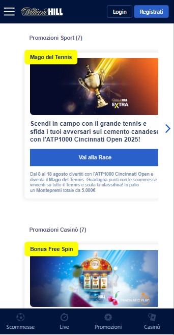 William Hill Promozioni Sports IT