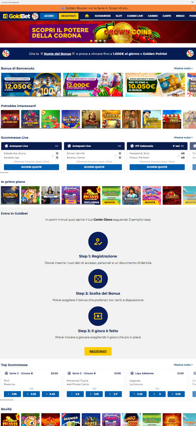 Inizio Goldbet móvil