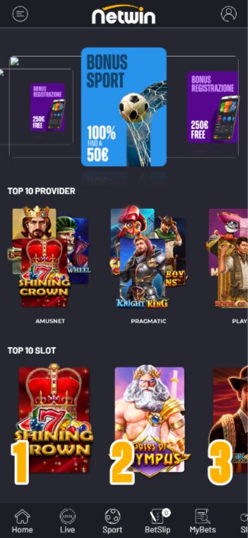 Inizio Netwin móvil