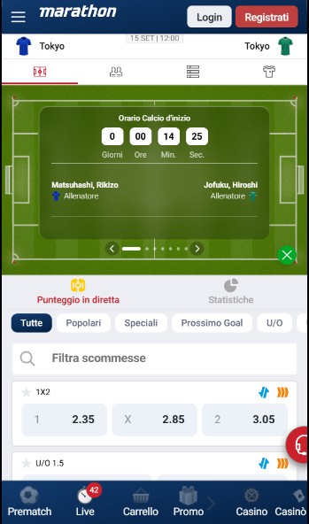 Live betting Marathonbet Sports Italia