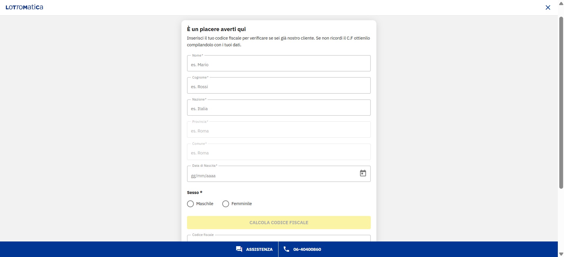 Lottomatica Registrazione Italia