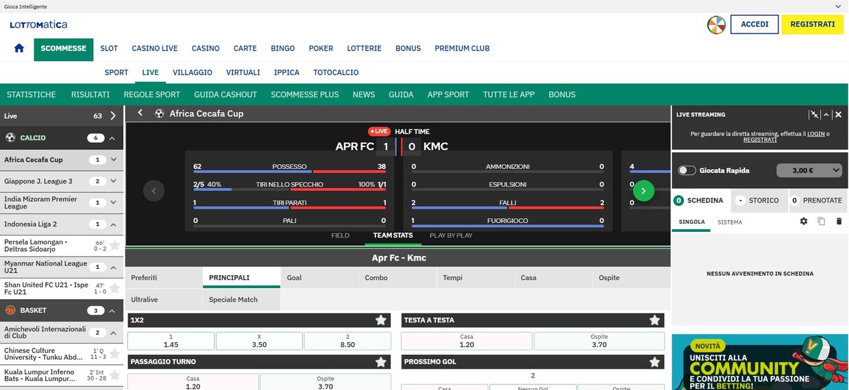 Lottomatica Scommesse Live ITali