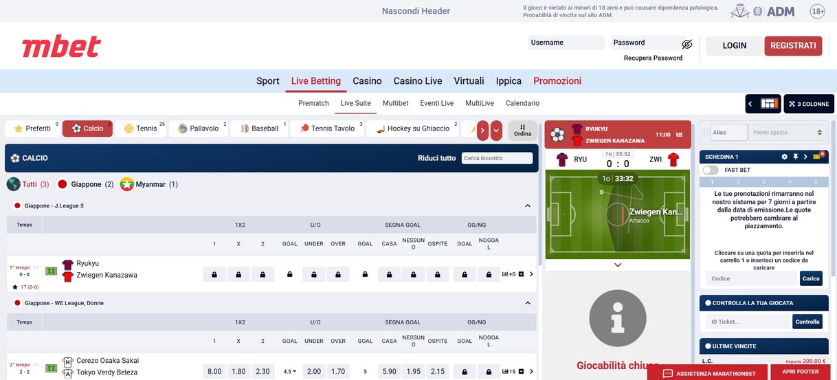 Marathonbet Live Betting ITalia
