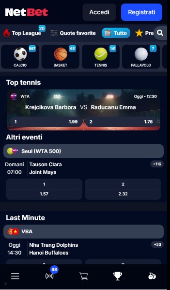 Netbet Scommesse Panoramica Italia