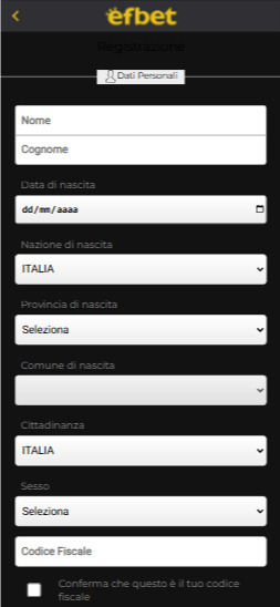 registrazione a efbet móvil