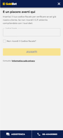 Registrazione a Goldbet móvil
