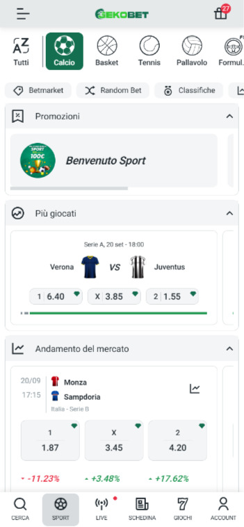 Scommesse Gekobet móvil