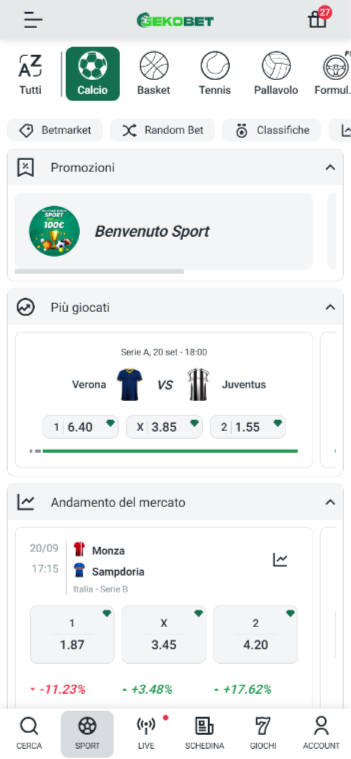 Scommesse Gekobet móvil