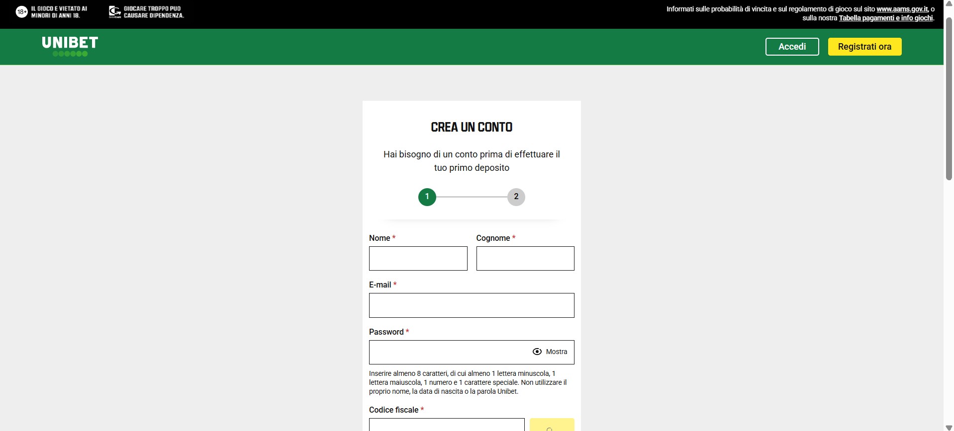 Unibet Italia Scommesse Registrazione