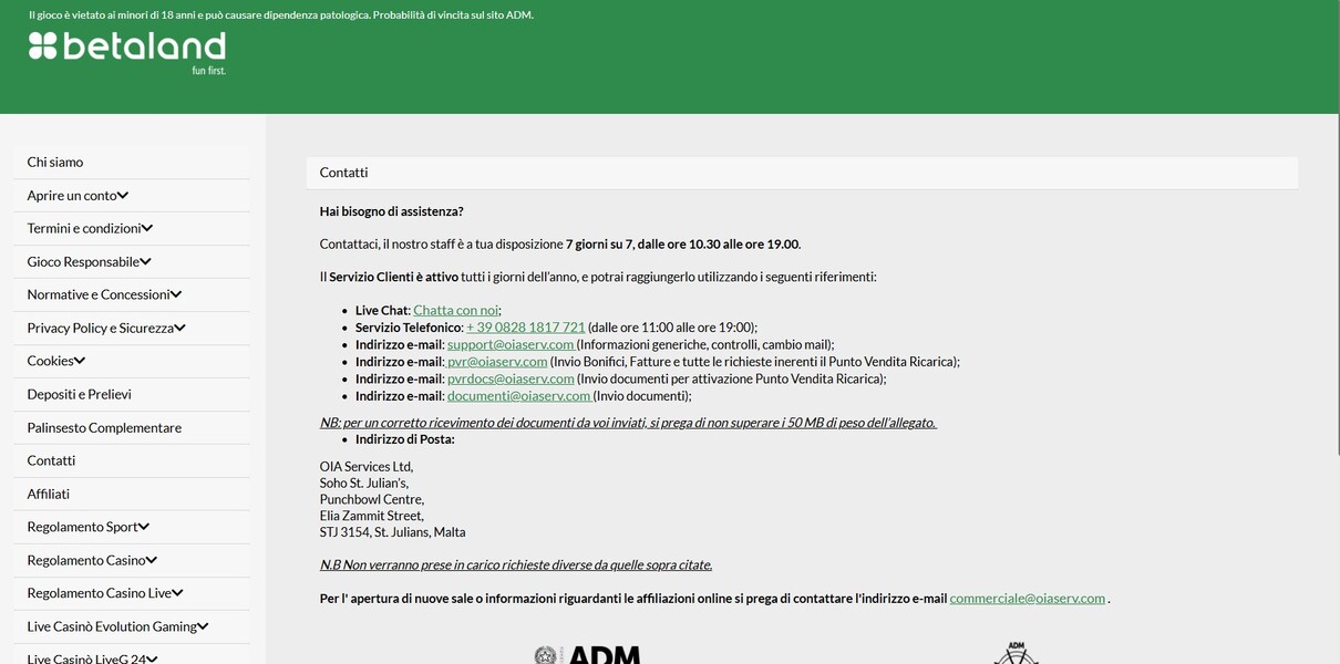 Betaland Italia Contatti Scommesse
