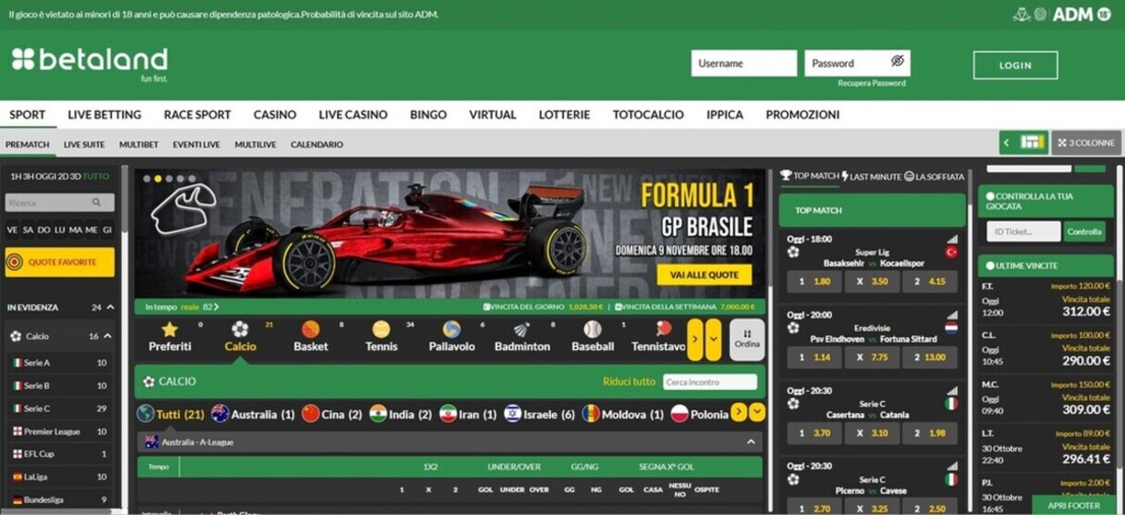 Betaland Italia Pagina Principal