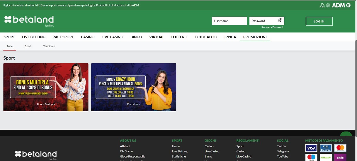 Betaland Italia Promozioni Scommesse