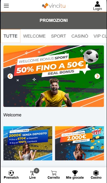 Vincitu Scommesse Sportive promozioni mobile