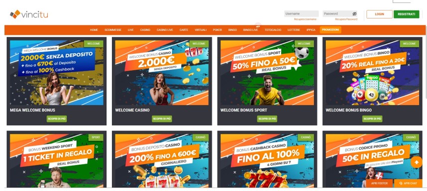 Vincitu Scommesse Sportive promozioni
