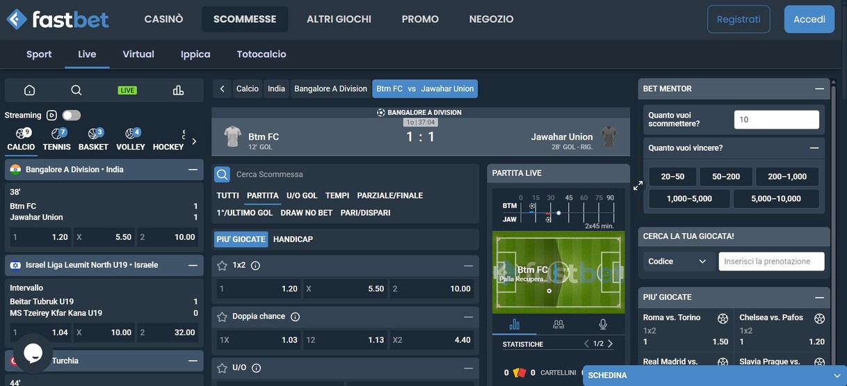 Fastbet Scommesse Sportiva Italia Live Betting pc