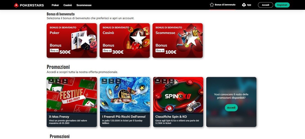 Pokerstars Scommesse Sportiva Italia Bonus e promozioni pc