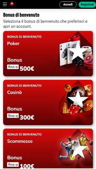 Pokerstars Scommesse Sportiva Italia Bonus e promozioni
