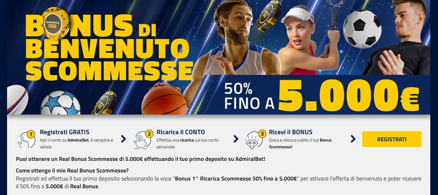 Bonus 50% fino a 5000€ Admiralbet Italia