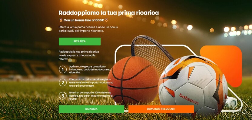 Bonus fino a 1000€ Betsson Scommesse Italia