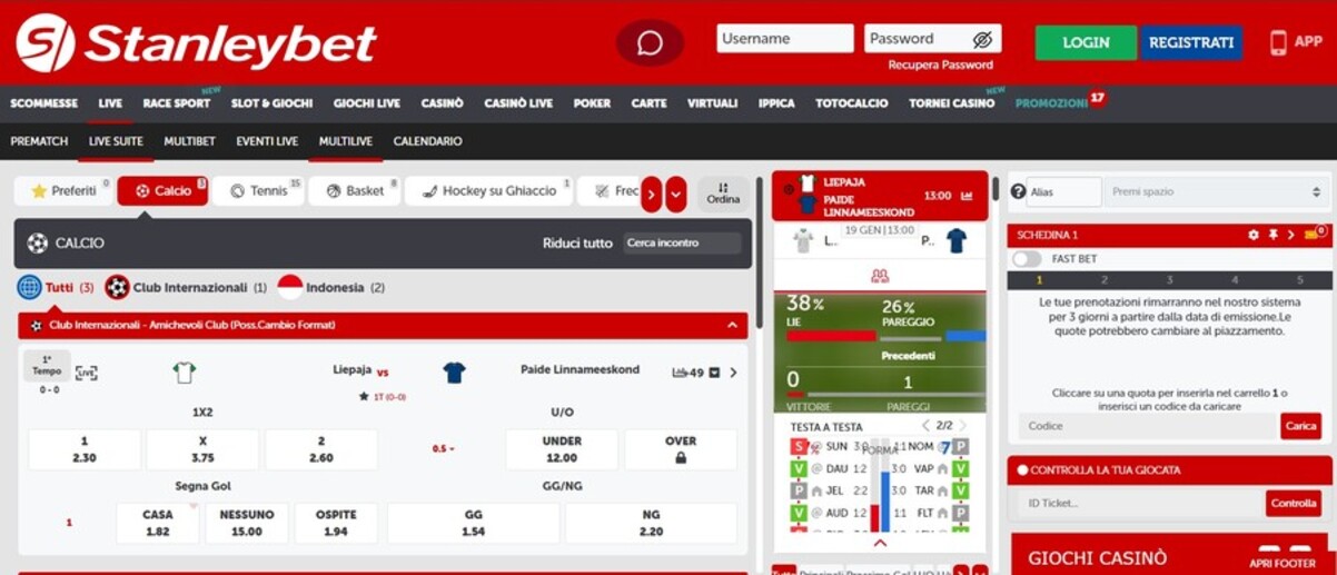 Live Scommesse Stanleybet Scommesse Italia