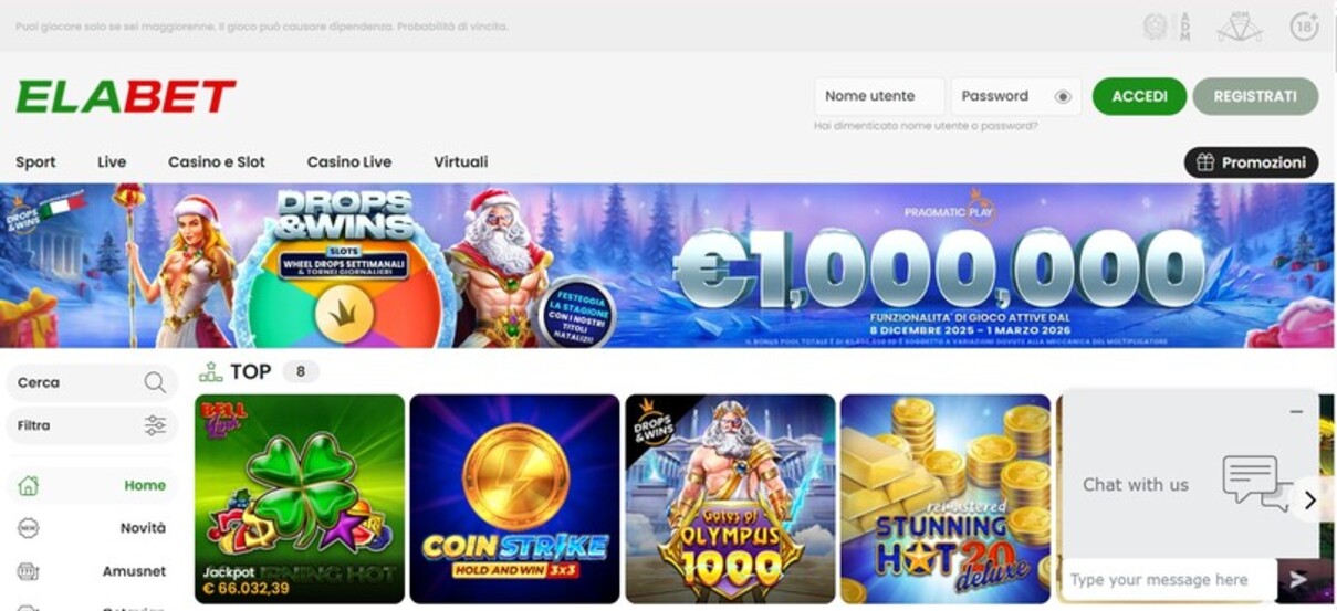 Pagina principale Elabet Casino Italia