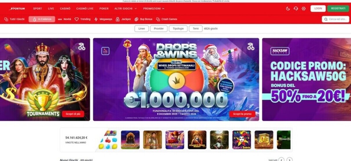 Pagina principale Sportium Casino Italia